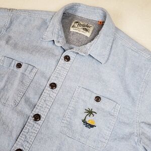Howler Men's Medium Blue Chambray Voyager Embroidered Party Shirt Southwestern